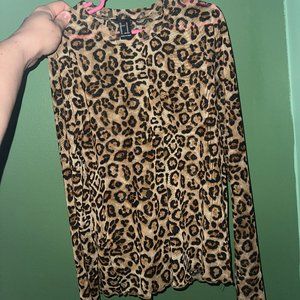 Forever 21 Leopard Knit Semi Sheer Top